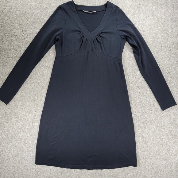 Athleta Senorita Dress Womens L Black Long Sleeve V-neck Stretch Casual Cotton - Picture 10 of 11